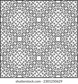 Vector pattern with symmetrical elements . Modern stylish abstract texture. Repeating geometric tiles from striped elements.Black and white pattern.