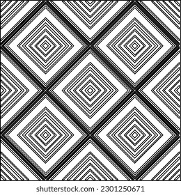 Vector pattern with symmetrical elements . Modern stylish abstract texture. Repeating geometric tiles from striped elements.Black and white pattern.