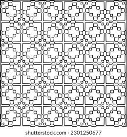 Vector pattern with symmetrical elements . Modern stylish abstract texture. Repeating geometric tiles from striped elements.Black and white pattern.