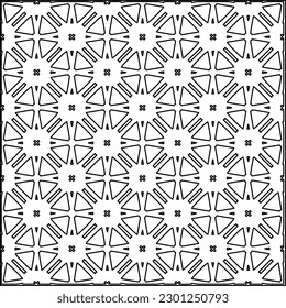 Vector pattern with symmetrical elements . Modern stylish abstract texture. Repeating geometric tiles from striped elements.Black and white pattern.