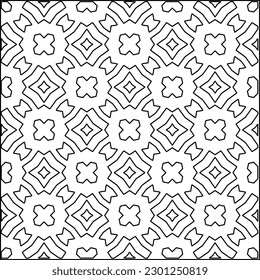Vector pattern with symmetrical elements . Modern stylish abstract texture. Repeating geometric tiles from striped elements.Black and white pattern.