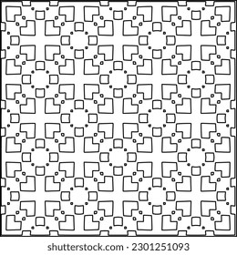 Vector pattern with symmetrical elements . Modern stylish abstract texture. Repeating geometric tiles from striped elements.Black and white pattern.