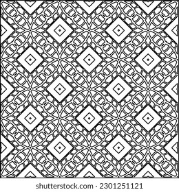 Vector pattern with symmetrical elements . Modern stylish abstract texture. Repeating geometric tiles from striped elements.Black and white pattern.
