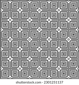 Vector pattern with symmetrical elements . Modern stylish abstract texture. Repeating geometric tiles from striped elements.Black and white pattern.