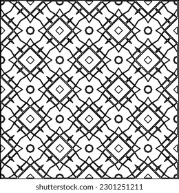 Vector pattern with symmetrical elements . Modern stylish abstract texture. Repeating geometric tiles from striped elements.Black and white pattern.