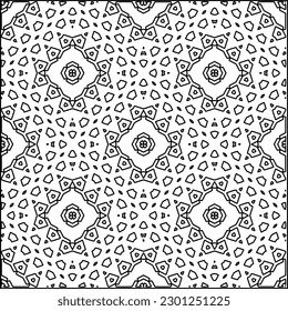 Vector pattern with symmetrical elements . Modern stylish abstract texture. Repeating geometric tiles from striped elements.Black and white pattern.