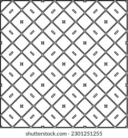 Vector pattern with symmetrical elements . Modern stylish abstract texture. Repeating geometric tiles from striped elements.Black and white pattern.