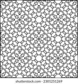 Vector pattern with symmetrical elements . Modern stylish abstract texture. Repeating geometric tiles from striped elements.Black and white pattern.