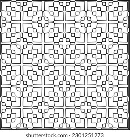 Vector pattern with symmetrical elements . Modern stylish abstract texture. Repeating geometric tiles from striped elements.Black and white pattern.