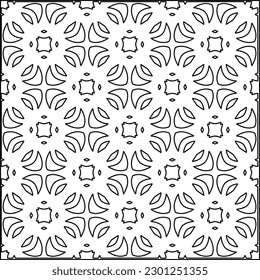 Vector pattern with symmetrical elements . Modern stylish abstract texture. Repeating geometric tiles from striped elements.Black and white pattern.