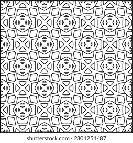 Vector pattern with symmetrical elements . Modern stylish abstract texture. Repeating geometric tiles from striped elements.Black and white pattern.