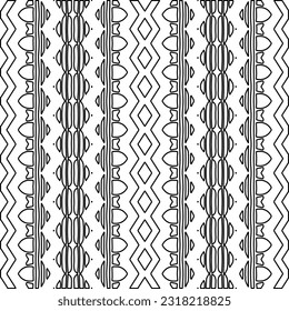 Vector pattern with symmetrical elements . Modern stylish abstract texture. Repeating geometric tiles from striped elements. Black and white pattern.