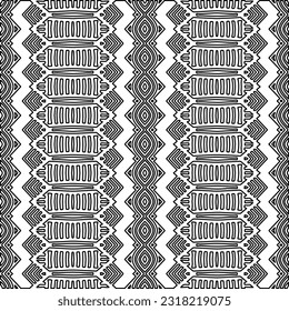 Vector pattern with symmetrical elements . Modern stylish abstract texture. Repeating geometric tiles from striped elements. Black and white pattern.