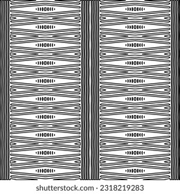 Vector pattern with symmetrical elements . Modern stylish abstract texture. Repeating geometric tiles from striped elements. Black and white pattern.