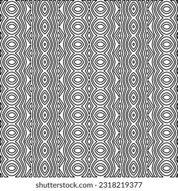 Vector pattern with symmetrical elements . Modern stylish abstract texture. Repeating geometric tiles from striped elements. Black and white pattern.