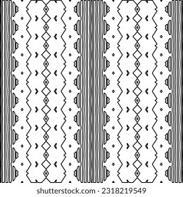 Vector pattern with symmetrical elements . Modern stylish abstract texture. Repeating geometric tiles from striped elements. Black and white pattern.