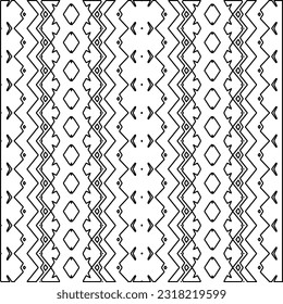Vector pattern with symmetrical elements . Modern stylish abstract texture. Repeating geometric tiles from striped elements. Black and white pattern.