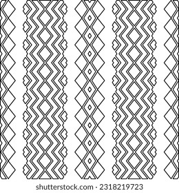 Vector pattern with symmetrical elements . Modern stylish abstract texture. Repeating geometric tiles from striped elements. Black and white pattern.
