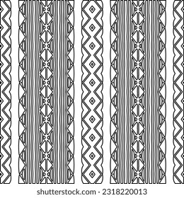 Vector pattern with symmetrical elements . Modern stylish abstract texture. Repeating geometric tiles from striped elements. Black and white pattern.