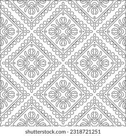 Vector pattern with symmetrical elements . Modern stylish abstract texture. Repeating geometric tiles from striped elements. Black and white pattern.