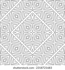 Vector pattern with symmetrical elements . Modern stylish abstract texture. Repeating geometric tiles from striped elements. Black and white pattern.