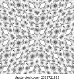 Vector pattern with symmetrical elements . Modern stylish abstract texture. Repeating geometric tiles from striped elements. Black and white pattern.