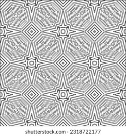 Vector pattern with symmetrical elements . Modern stylish abstract texture. Repeating geometric tiles from striped elements. Black and white pattern.