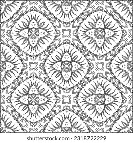 Vector pattern with symmetrical elements . Modern stylish abstract texture. Repeating geometric tiles from striped elements. Black and white pattern.