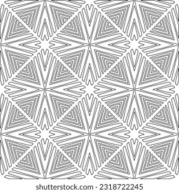Vector pattern with symmetrical elements . Modern stylish abstract texture. Repeating geometric tiles from striped elements. Black and white pattern.