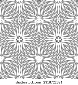 Vector pattern with symmetrical elements . Modern stylish abstract texture. Repeating geometric tiles from striped elements. Black and white pattern.