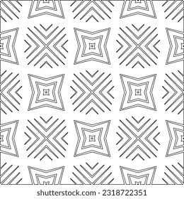Vector pattern with symmetrical elements . Modern stylish abstract texture. Repeating geometric tiles from striped elements. Black and white pattern.