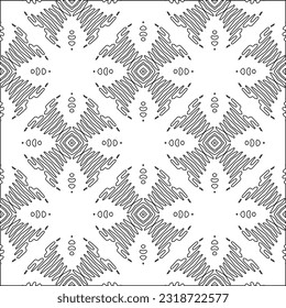 Vector pattern with symmetrical elements . Modern stylish abstract texture. Repeating geometric tiles from striped elements. Black and white pattern.