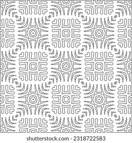 Vector pattern with symmetrical elements . Modern stylish abstract texture. Repeating geometric tiles from striped elements. Black and white pattern.