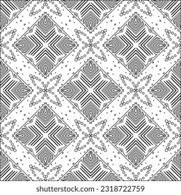 Vector pattern with symmetrical elements . Modern stylish abstract texture. Repeating geometric tiles from striped elements. Black and white pattern.
