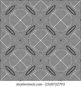 Vector pattern with symmetrical elements . Modern stylish abstract texture. Repeating geometric tiles from striped elements. Black and white pattern.
