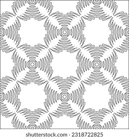 Vector pattern with symmetrical elements . Modern stylish abstract texture. Repeating geometric tiles from striped elements. Black and white pattern.