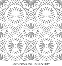 Vector pattern with symmetrical elements . Modern stylish abstract texture. Repeating geometric tiles from striped elements. Black and white pattern.