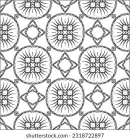 Vector pattern with symmetrical elements . Modern stylish abstract texture. Repeating geometric tiles from striped elements. Black and white pattern.