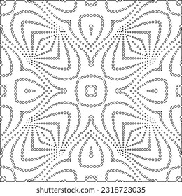 Vector pattern with symmetrical elements . Modern stylish abstract texture. Repeating geometric tiles from striped elements. Black and white pattern.