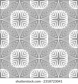 Vector pattern with symmetrical elements . Modern stylish abstract texture. Repeating geometric tiles from striped elements. Black and white pattern.