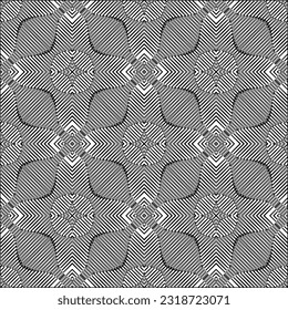 Vector pattern with symmetrical elements . Modern stylish abstract texture. Repeating geometric tiles from striped elements. Black and white pattern.