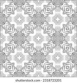 Vector pattern with symmetrical elements . Modern stylish abstract texture. Repeating geometric tiles from striped elements. Black and white pattern.