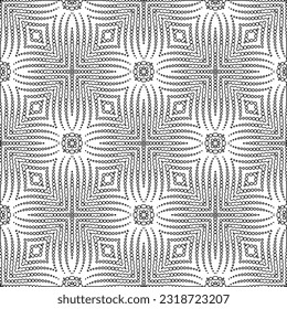Vector pattern with symmetrical elements . Modern stylish abstract texture. Repeating geometric tiles from striped elements. Black and white pattern.