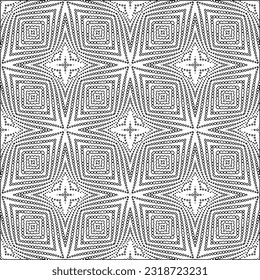 Vector pattern with symmetrical elements . Modern stylish abstract texture. Repeating geometric tiles from striped elements. Black and white pattern.