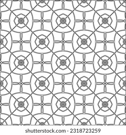 Vector pattern with symmetrical elements . Modern stylish abstract texture. Repeating geometric tiles from striped elements. Black and white pattern.