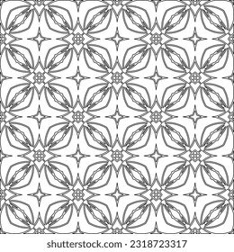 Vector pattern with symmetrical elements . Modern stylish abstract texture. Repeating geometric tiles from striped elements. Black and white pattern.