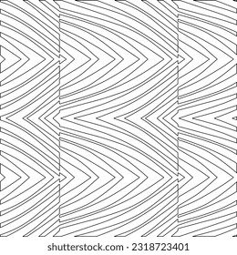 Vector pattern with symmetrical elements . Modern stylish abstract texture. Repeating geometric tiles from striped elements. Black and white pattern.