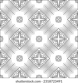 Vector pattern with symmetrical elements . Modern stylish abstract texture. Repeating geometric tiles from striped elements. Black and white pattern.
