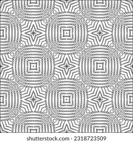 Vector pattern with symmetrical elements . Modern stylish abstract texture. Repeating geometric tiles from striped elements. Black and white pattern.