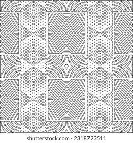 Vector pattern with symmetrical elements . Modern stylish abstract texture. Repeating geometric tiles from striped elements. Black and white pattern.